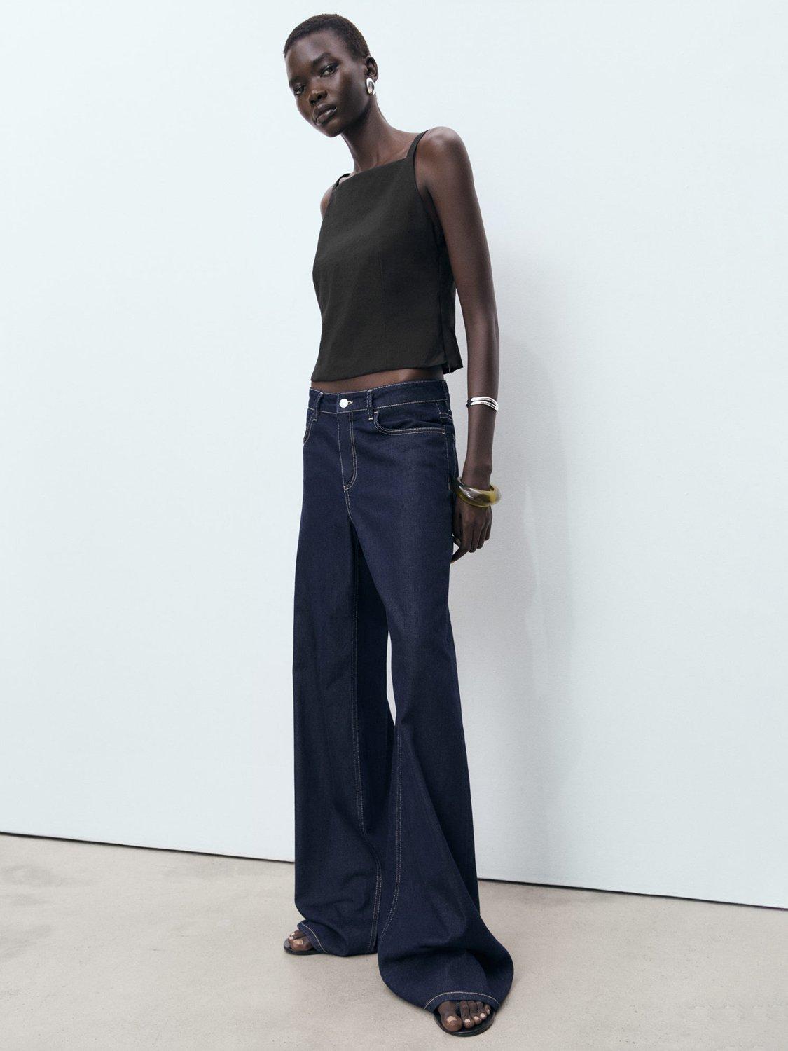 Product image 2 of 7, which shows Mango Sweety Square Neck Top, Black, L