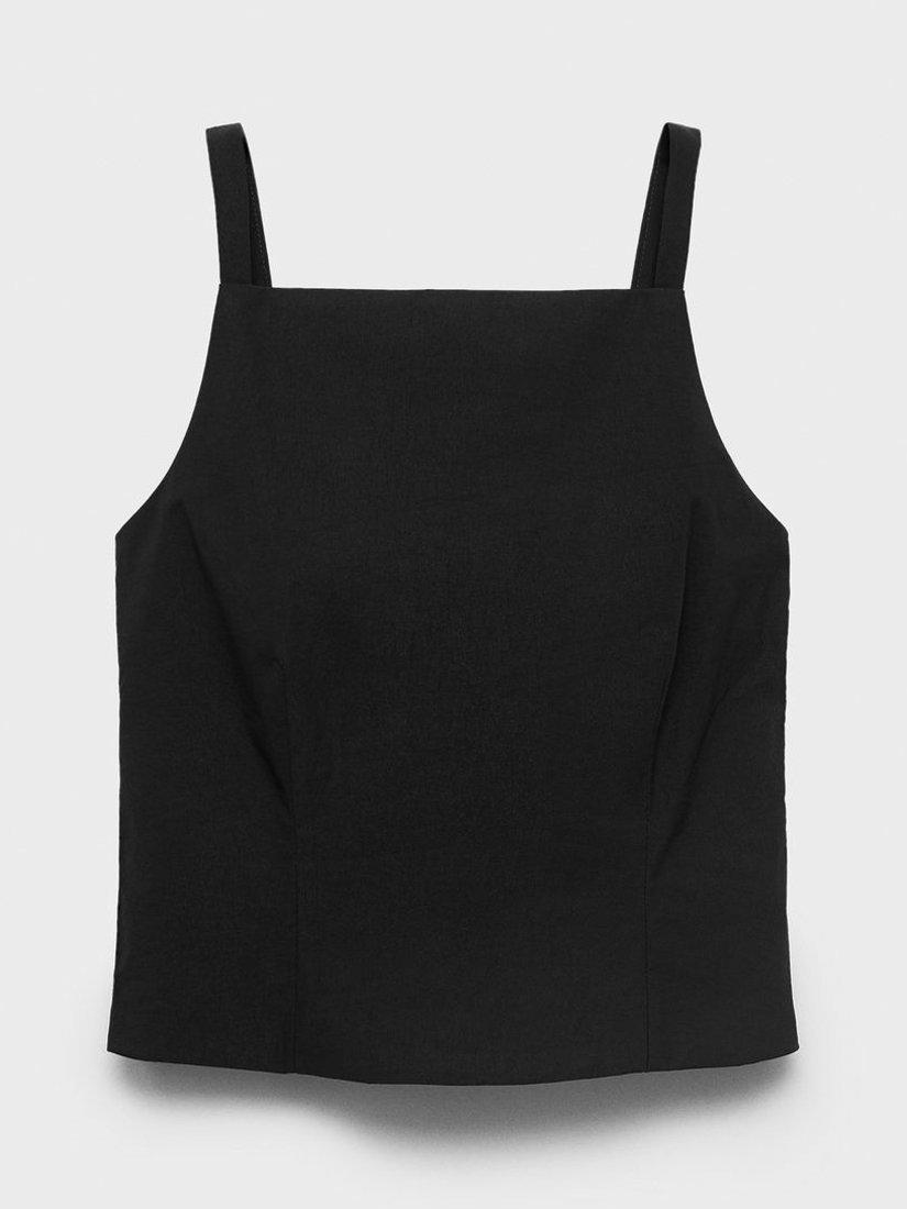 Product image 3 of 7, which shows Mango Sweety Square Neck Top, Black, L