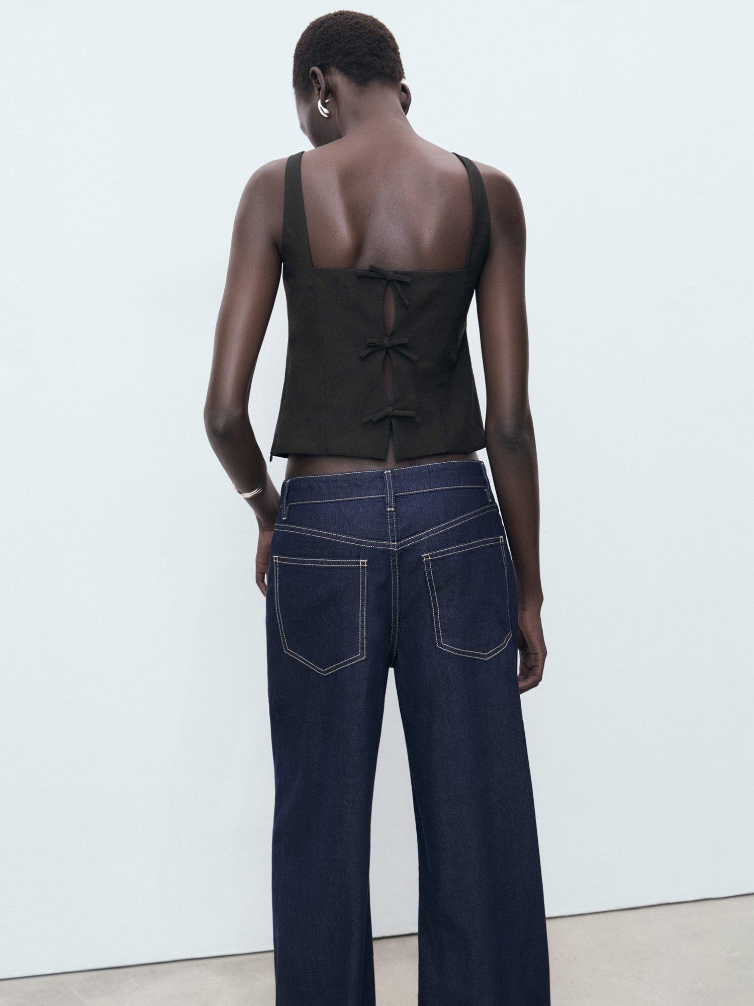 Product image 4 of 7, which shows Mango Sweety Square Neck Top, Black, L