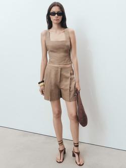 Mango Teresa Cross Back Top, Brown - view 2, Brown