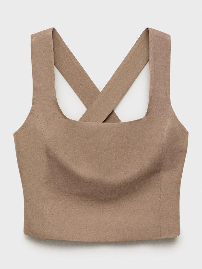 Product image 3 of 7, which shows Mango Teresa Cross Back Top, Brown, L