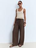 Mango Cel Tailored Trousers, Dark Brown