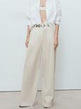 Mango Delta Stripe Trousers, Lt Pastel Grey