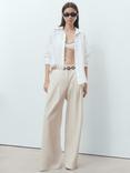 Mango Delta Stripe Trousers, Lt Pastel Grey