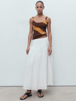 Mango Verbena Stripe Textured Top, Brown, Brown