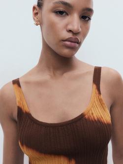 Mango Verbena Stripe Textured Top, Brown - view 2, Brown