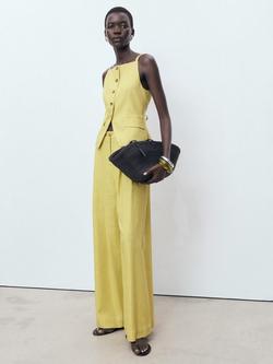 Mango Luca Stripe Trousers, Bright Yellow - view 2, Bright Yellow