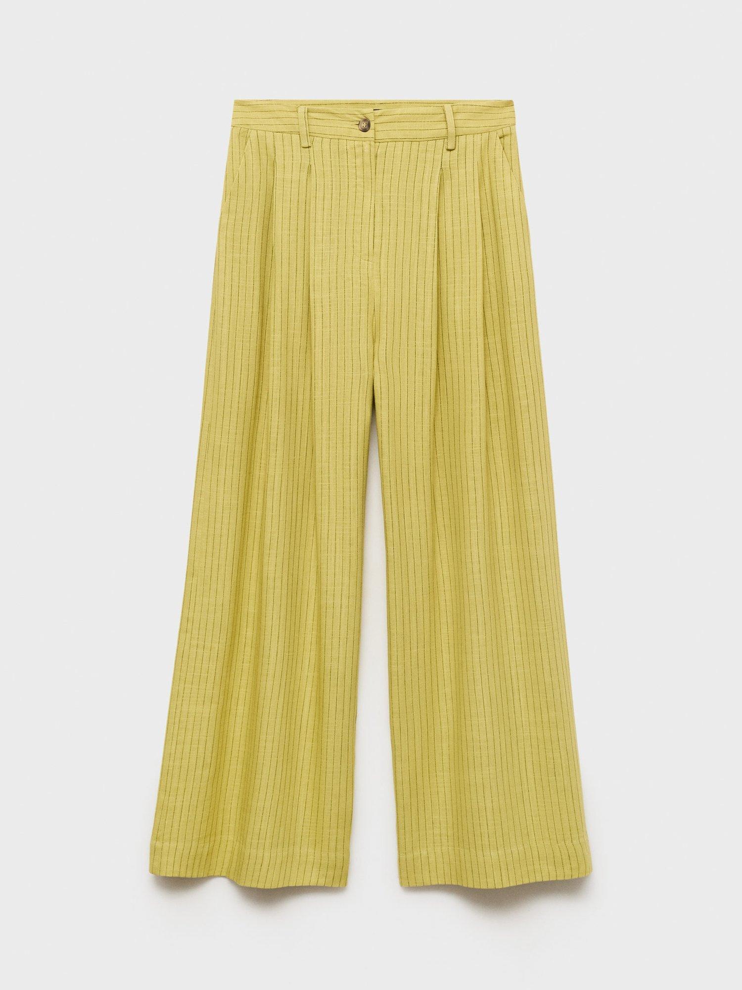 Product image 3 of 8, which shows Mango Luca Stripe Trousers, Bright Yellow, 10