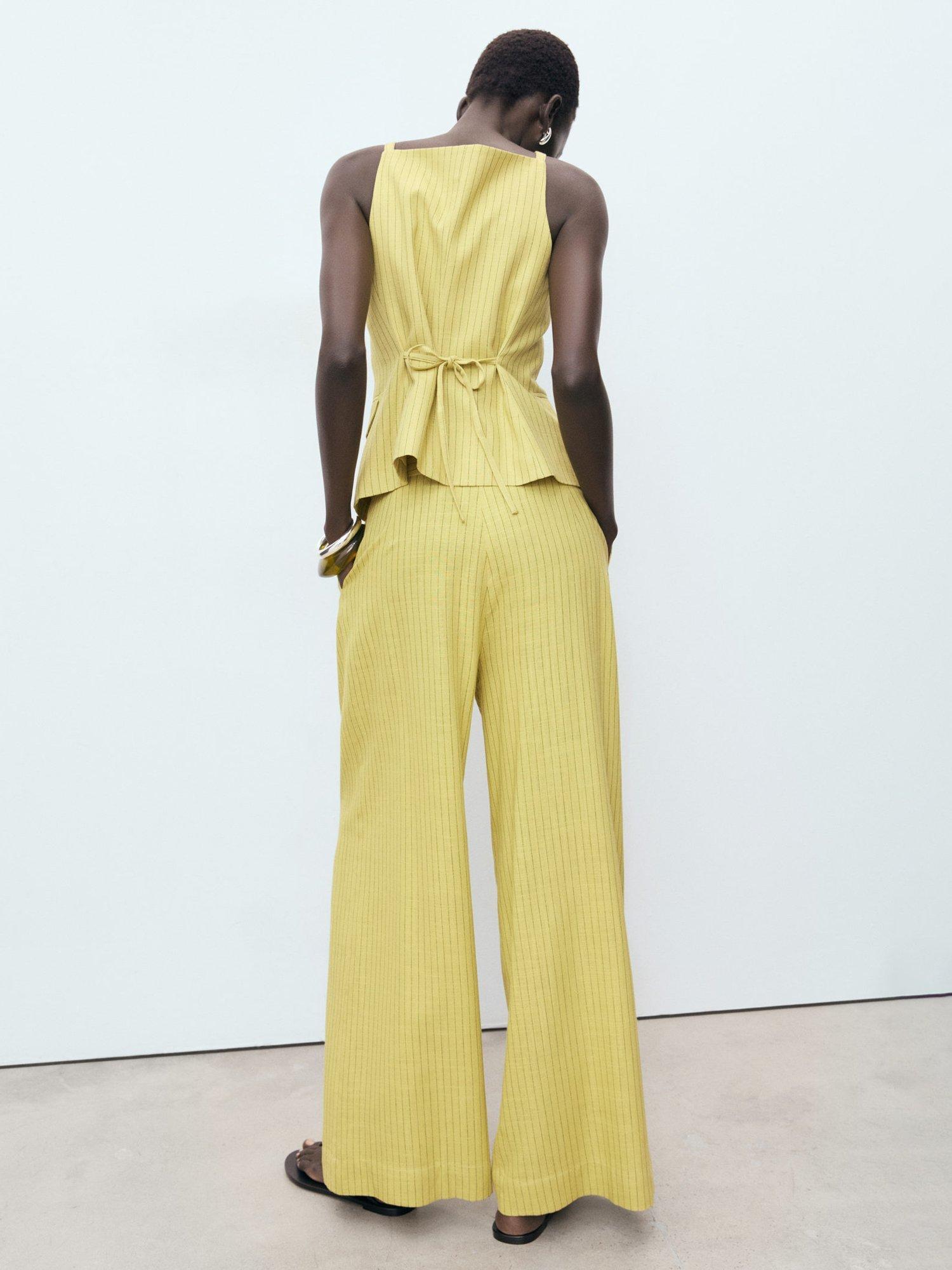 Product image 4 of 8, which shows Mango Luca Stripe Trousers, Bright Yellow, 10