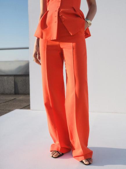 Mango Miso Tailored Trousers, Bright Red