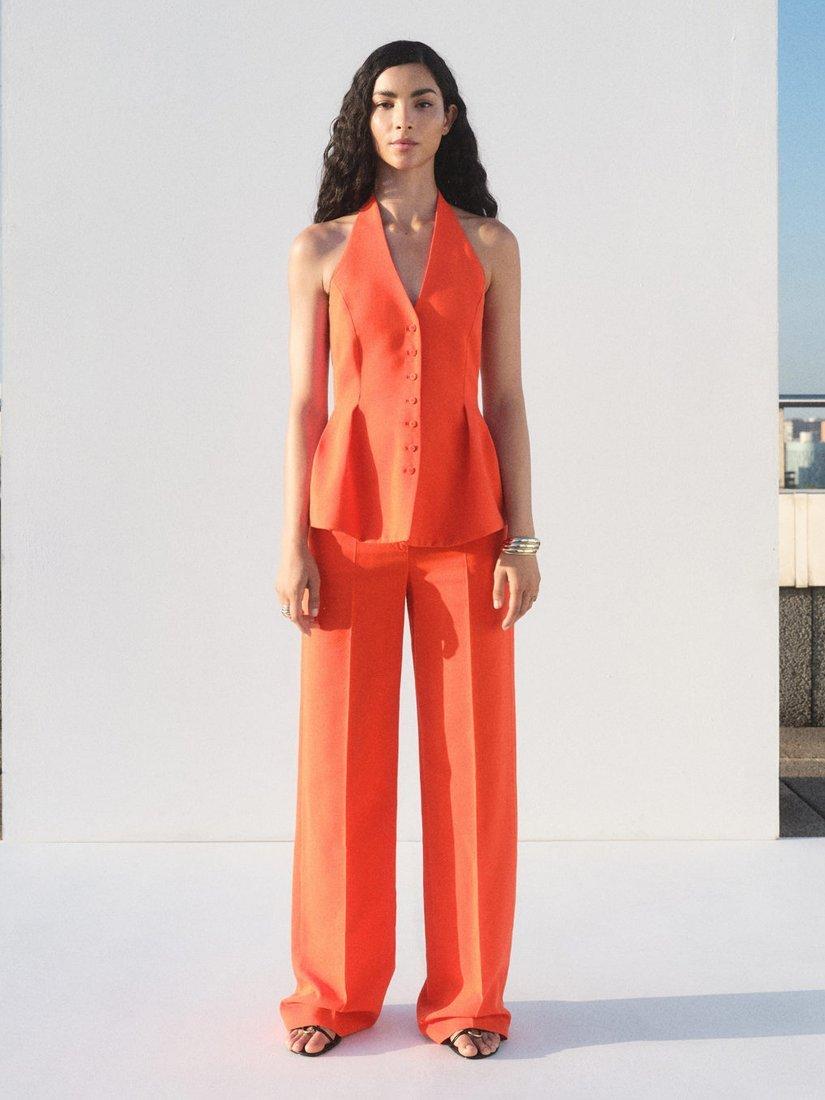 Product image 2 of 6, which shows Mango Miso Tailored Trousers, Bright Red, 4