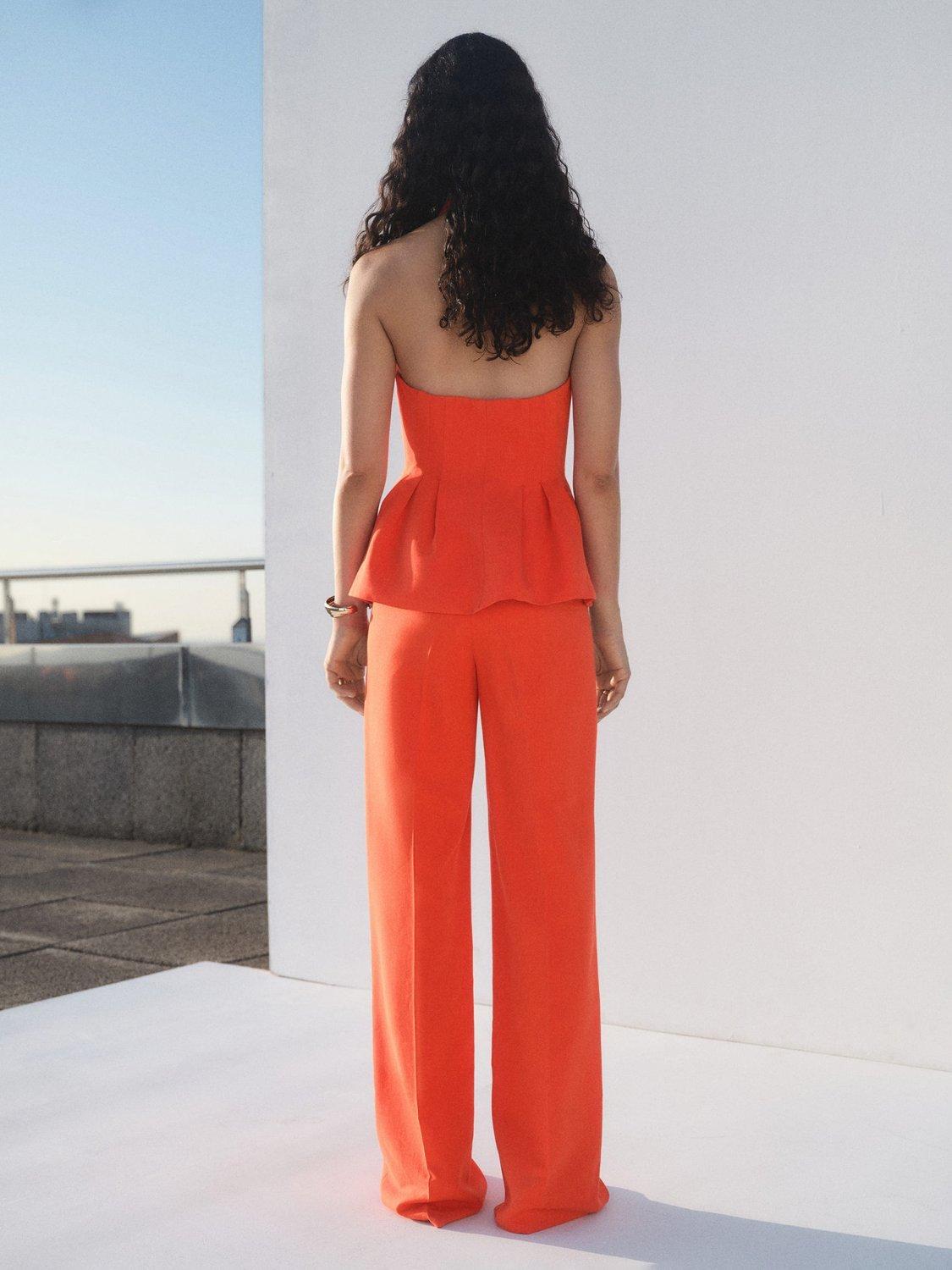 Product image 4 of 6, which shows Mango Miso Tailored Trousers, Bright Red, 4