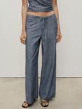 Mango Mery Cotton Stripe Tailored Wide Leg Trousers