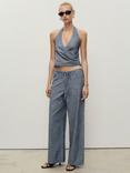 Mango Mery Cotton Stripe Tailored Wide Leg Trousers