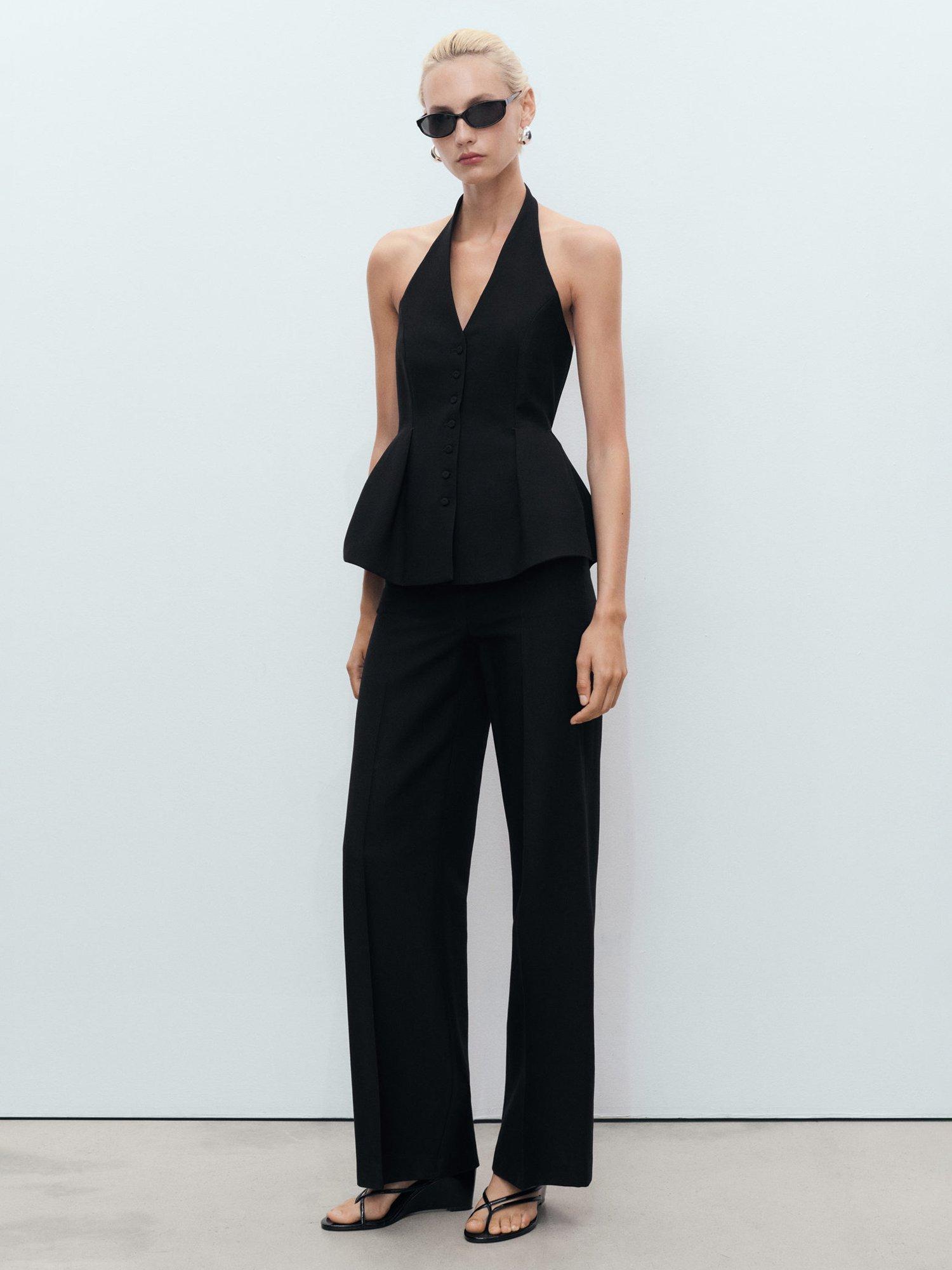 Product image 2 of 7, which shows Mango Miso Tailored Trousers, Black, 6
