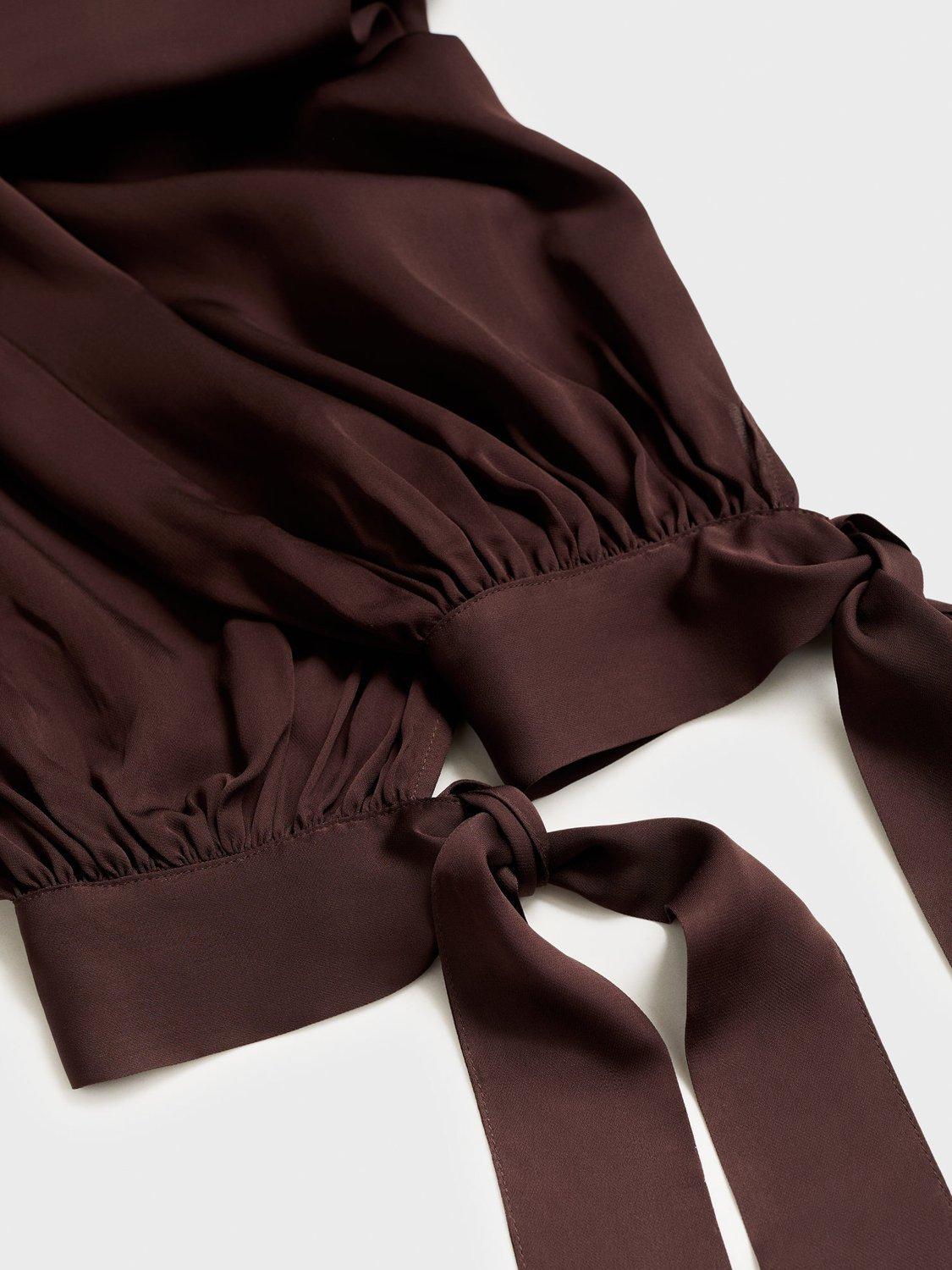 Product image 5 of 7, which shows Mango Odalisca Tie Detail Trousers, Dark Brown, 10