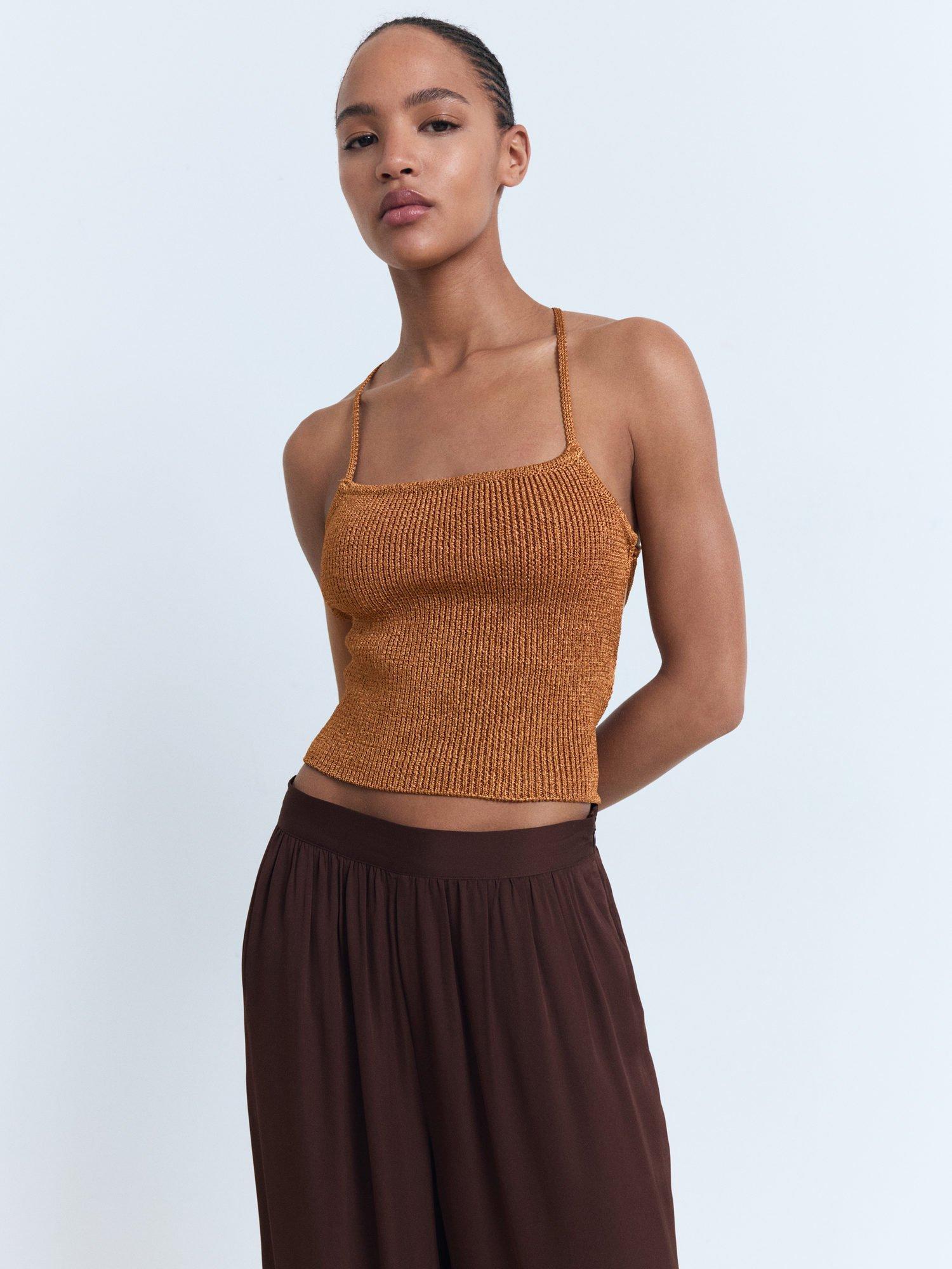 Product image 6 of 7, which shows Mango Odalisca Tie Detail Trousers, Dark Brown, 10