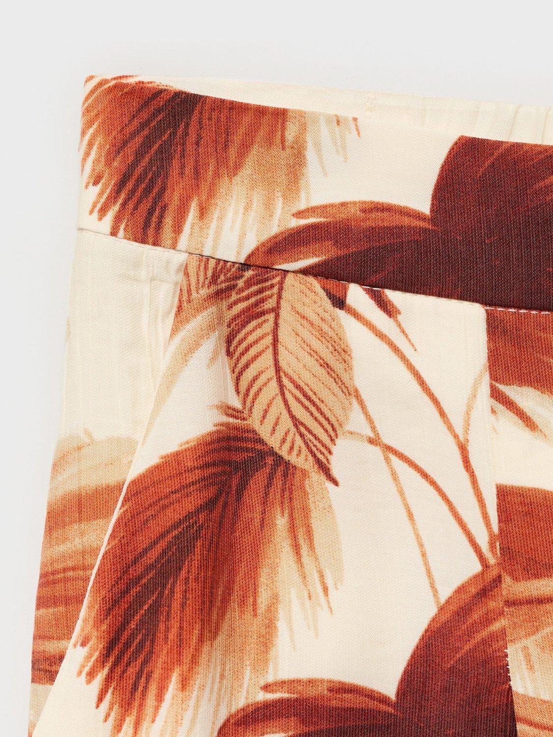 Product image 5 of 8, which shows Mango Palm Print Wide Leg Trousers, Natural White, XXXL