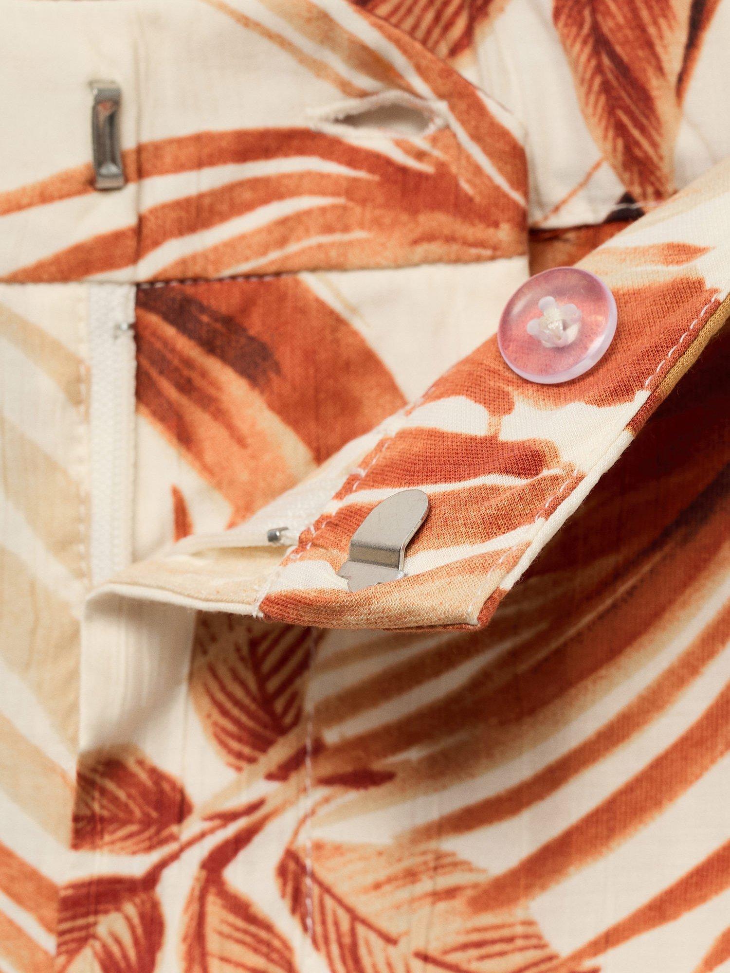 Product image 8 of 8, which shows Mango Palm Print Wide Leg Trousers, Natural White, XXXL