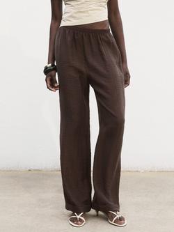 Mango Safari Straight Trousers, Dark Brown, Dark Brown