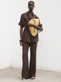 Mango Safari Straight Trousers, Dark Brown - view 2, Dark Brown