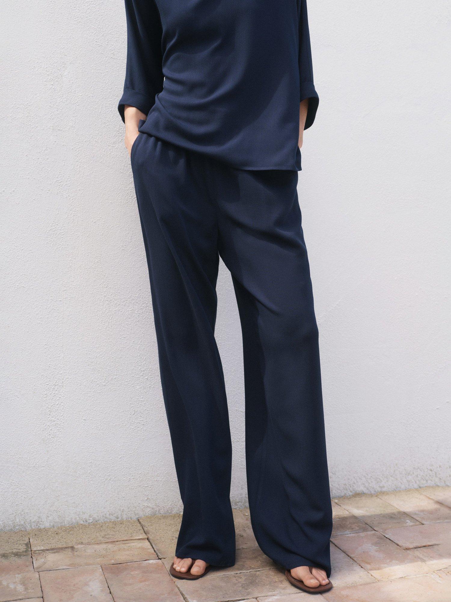 Product image 1 of 7, which shows Mango Vivie Tailored Trousers, Navy, XS