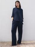 Mango Vivie Tailored Trousers, Navy