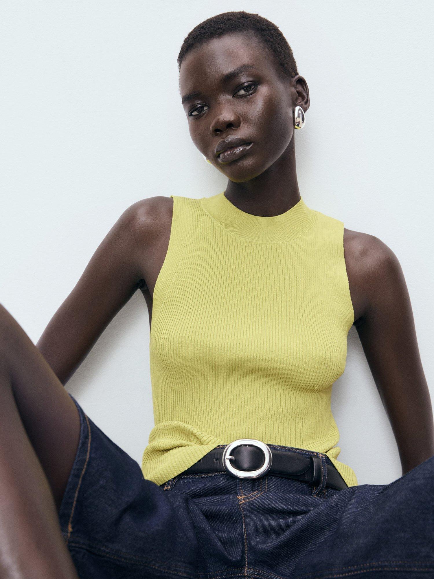 Product image 6 of 7, which shows Mango Albert Knit Top, Bright Yellow, L
