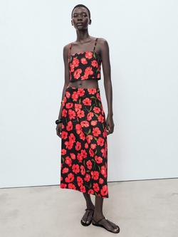 Mango Ama Floral Crop Top, Black - view 2, Black