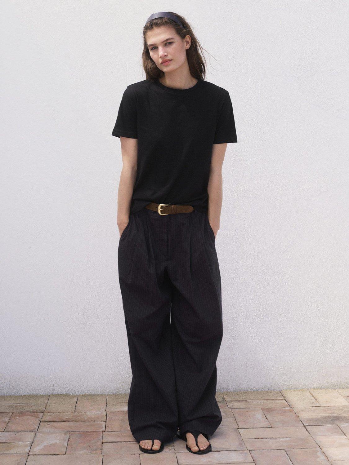 Product image 2 of 9, which shows Mango Chals Crew Neck T-Shirt, Black, M