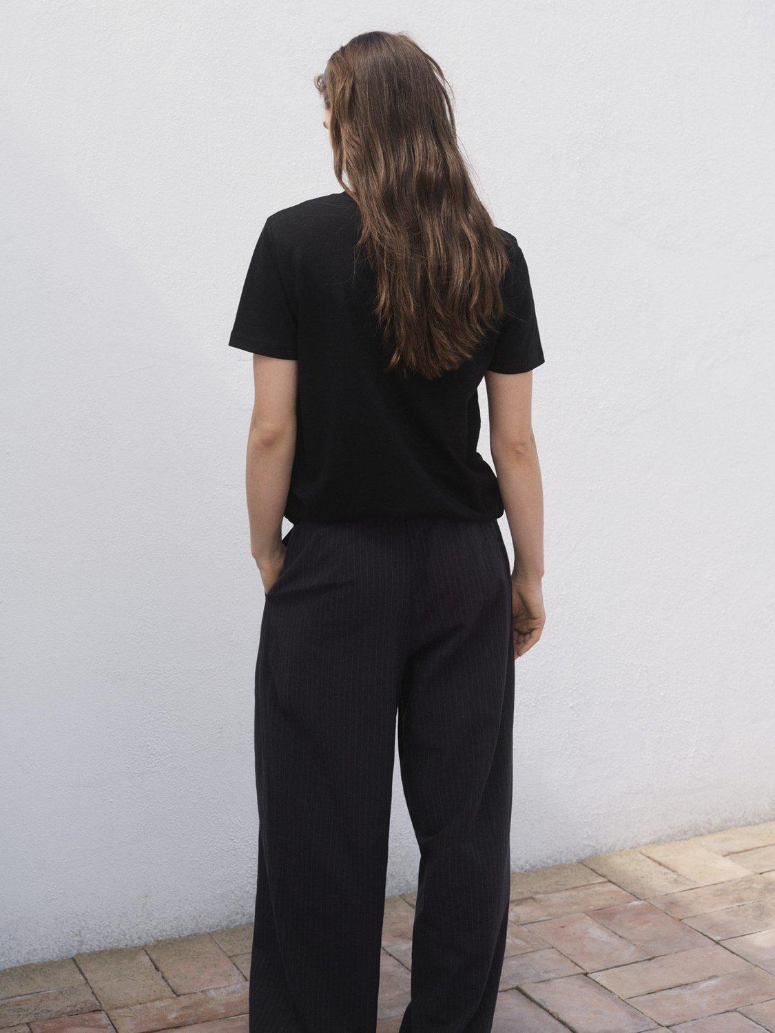 Product image 4 of 9, which shows Mango Chals Crew Neck T-Shirt, Black, M