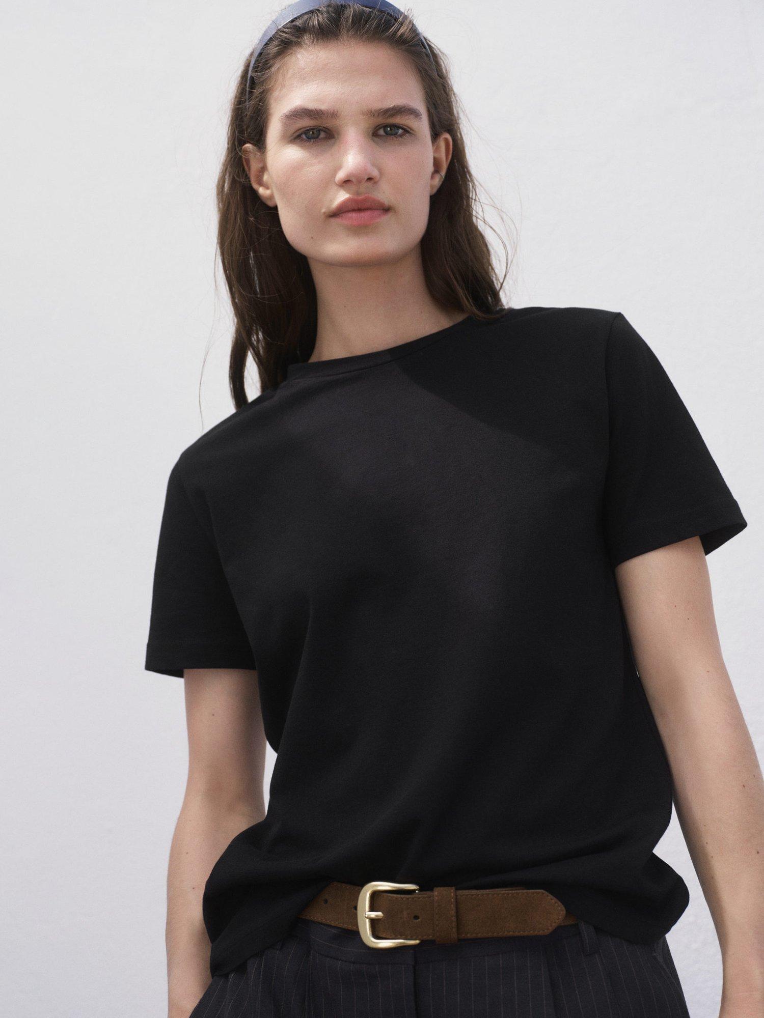 Product image 6 of 9, which shows Mango Chals Crew Neck T-Shirt, Black, M