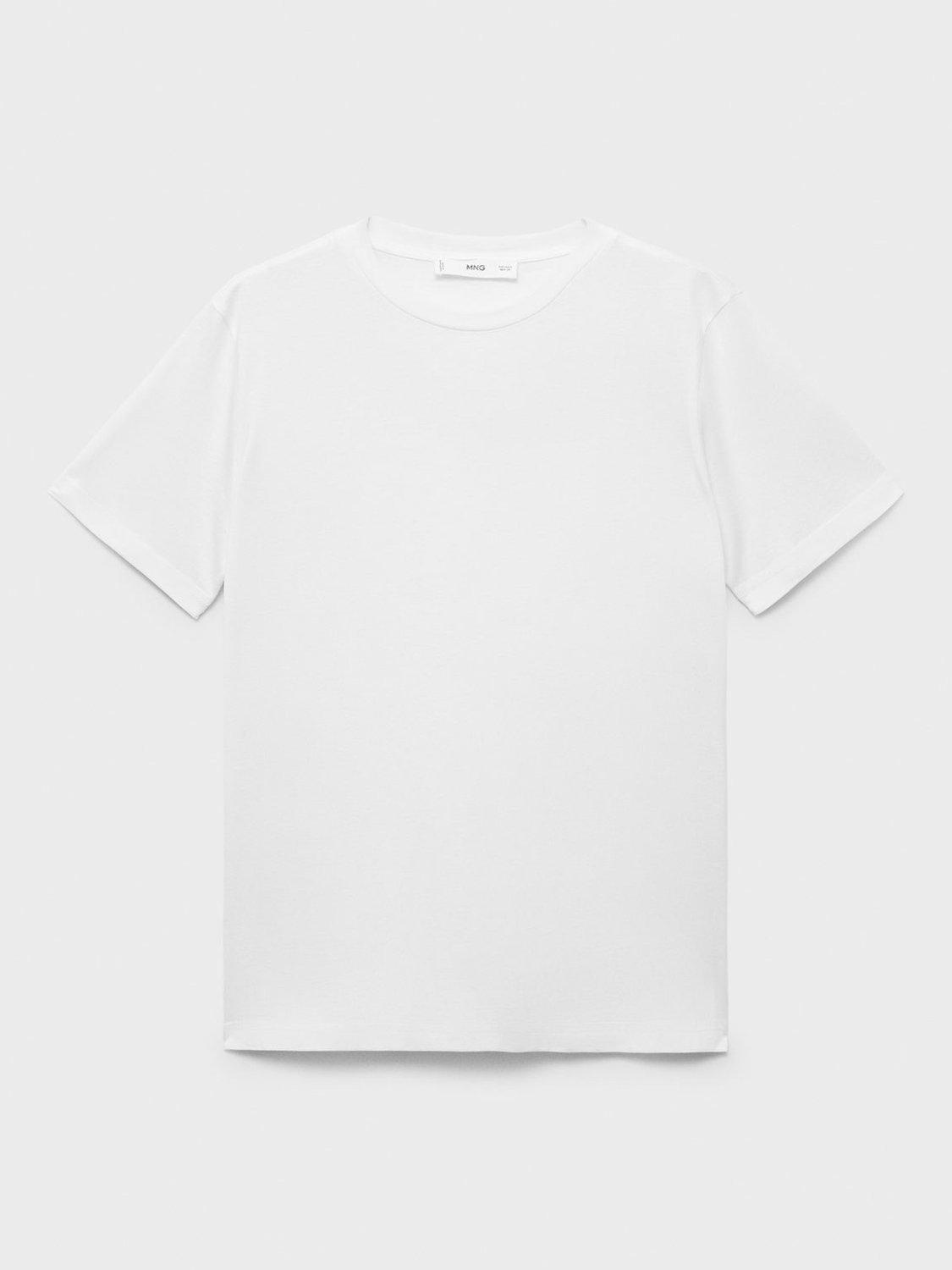 Product image 3 of 8, which shows Mango Chals Cotton Short Sleeve Round Neck T-Shirt, White, XXS