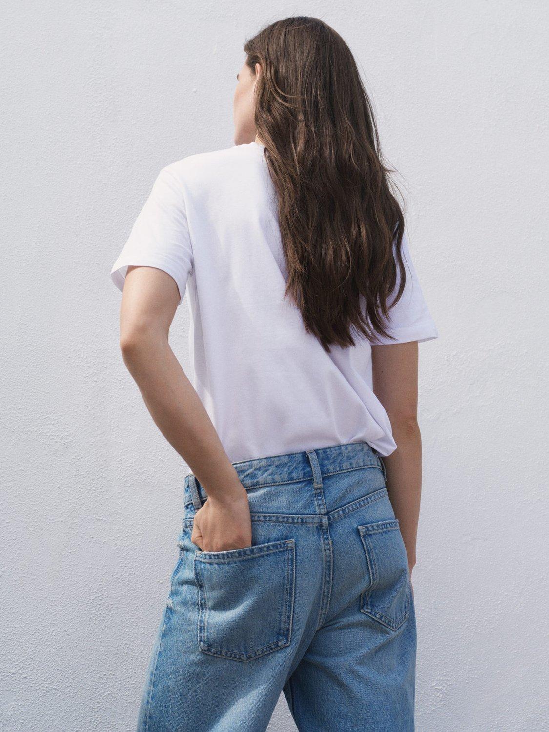 Product image 4 of 8, which shows Mango Chals Cotton Short Sleeve Round Neck T-Shirt, White, XXS