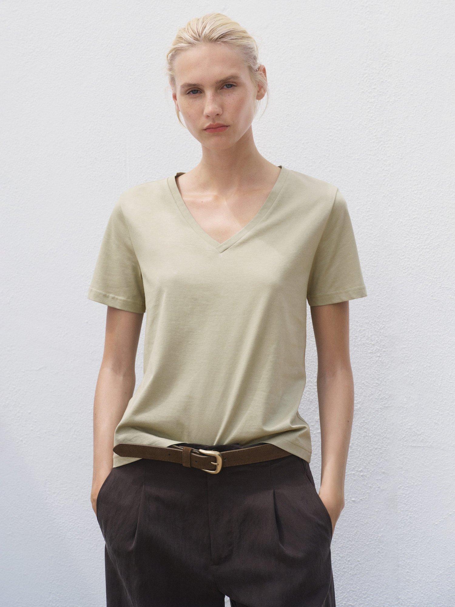 Product image 1 of 7, which shows Mango Chalspic T-Shirt, Beige, S