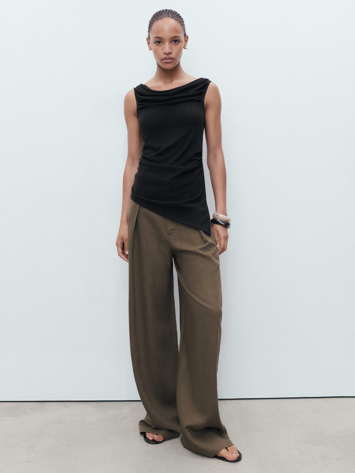 Product image 2 of 9, which shows Mango Gigi Asymmetric Sleeveless Top, Black, XXS