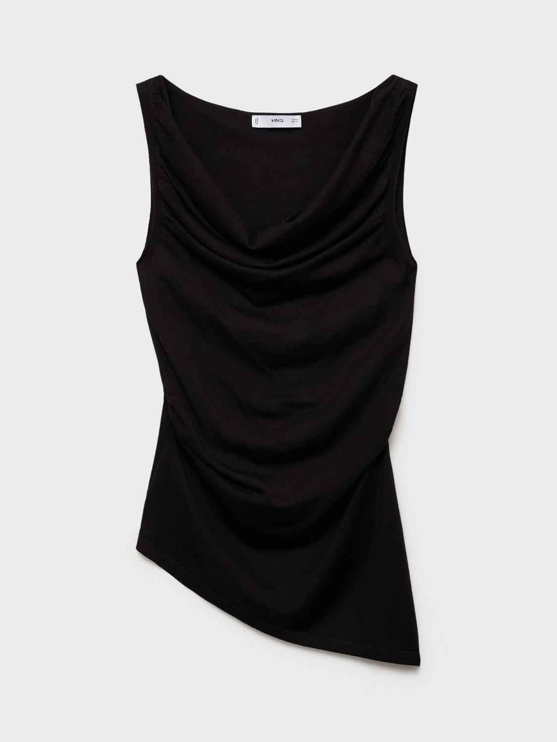 Product image 3 of 9, which shows Mango Gigi Asymmetric Sleeveless Top, Black, XXS