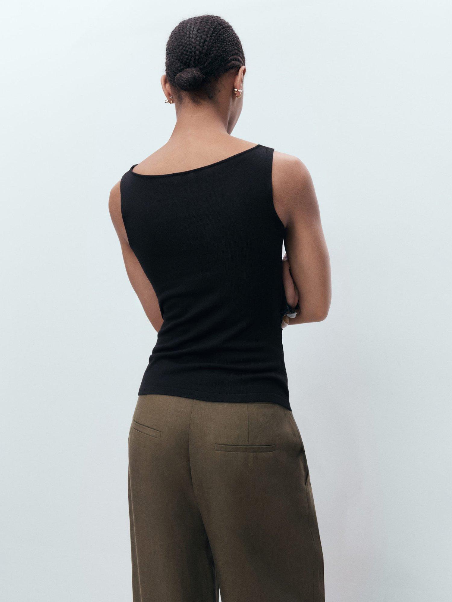 Product image 4 of 9, which shows Mango Gigi Asymmetric Sleeveless Top, Black, XXS