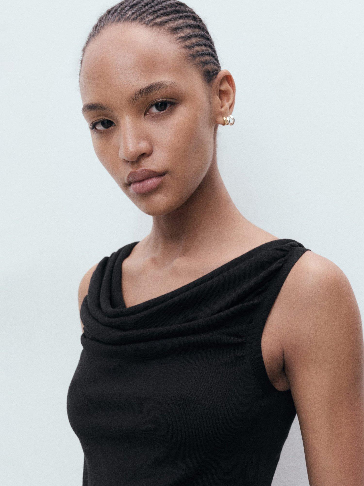 Product image 6 of 9, which shows Mango Gigi Asymmetric Sleeveless Top, Black, XXS