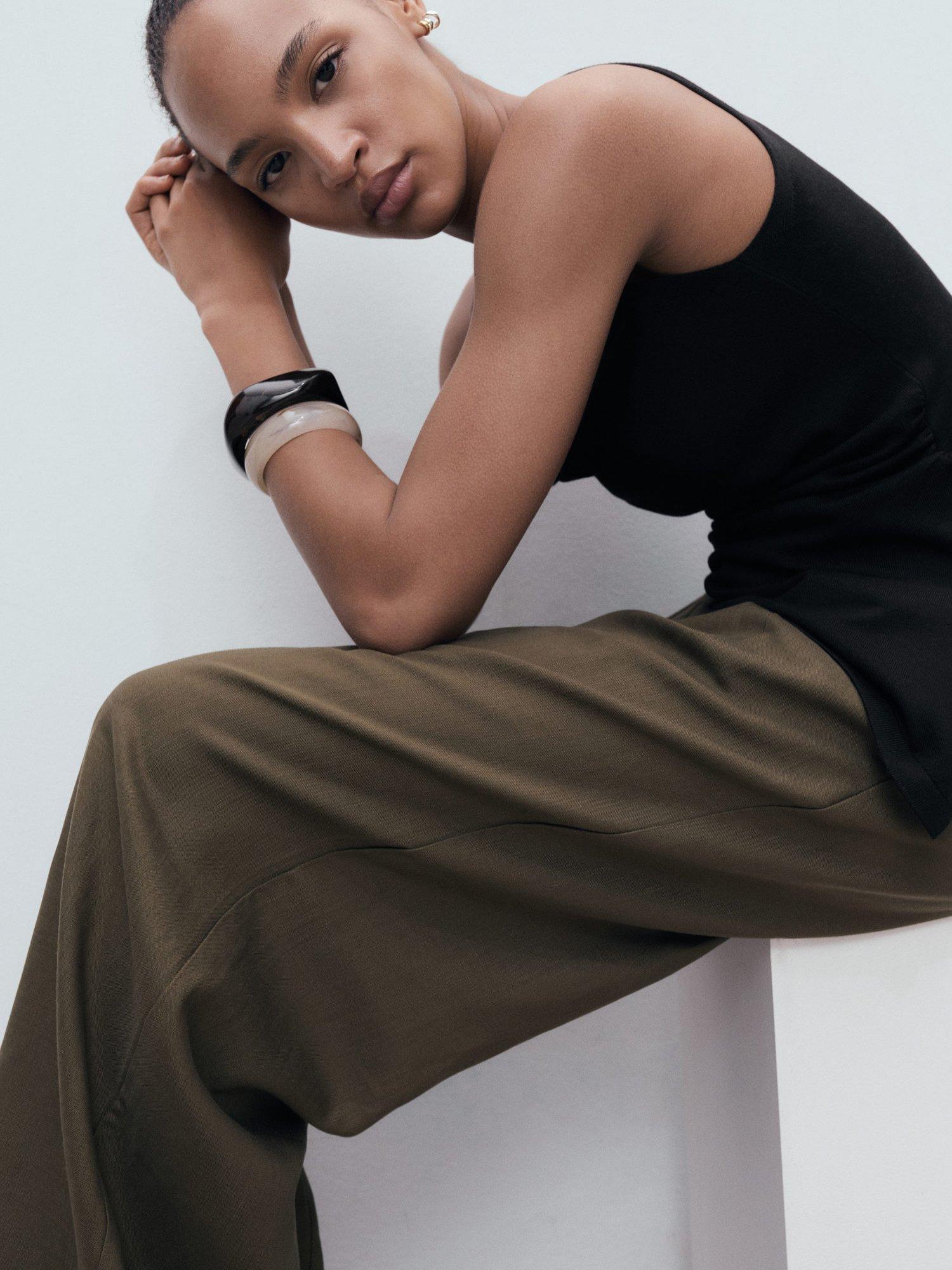 Product image 7 of 9, which shows Mango Gigi Asymmetric Sleeveless Top, Black, XXS