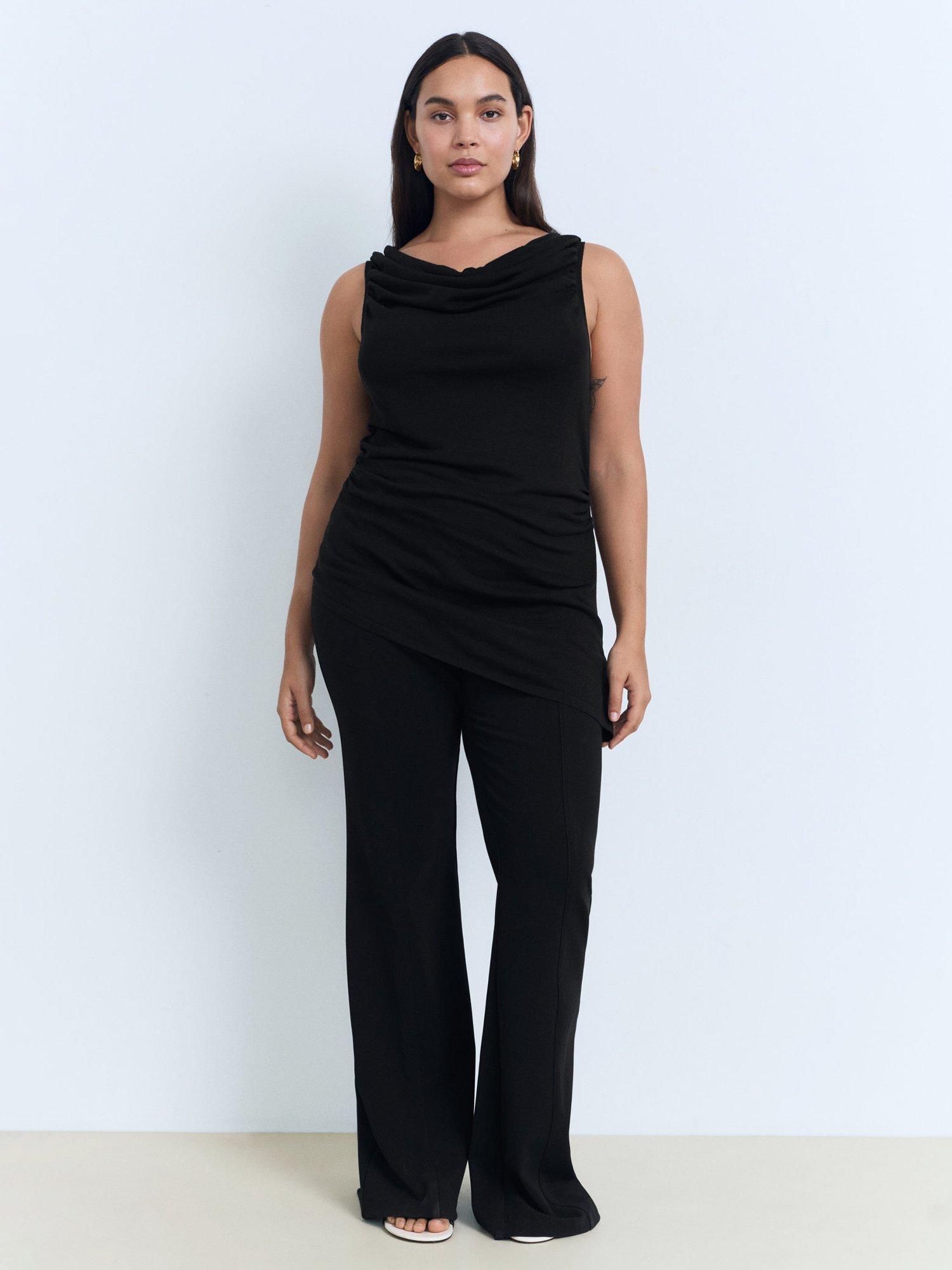 Product image 8 of 9, which shows Mango Gigi Asymmetric Sleeveless Top, Black, XXS