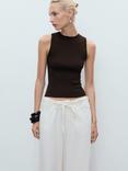 Mango Hernan Fine Knit Top, Dark Brown
