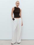 Mango Hernan Fine Knit Top, Dark Brown
