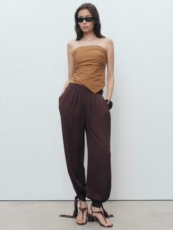 Mango Jymmy Cotton Blend Sleeveless Bandeau Top - view 2, Brown