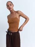 Mango Lace Up Knit Top, Rust - Copper