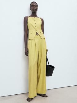 Mango Luca Stripe Square Neck Sleeveless Vest, Bright Yellow