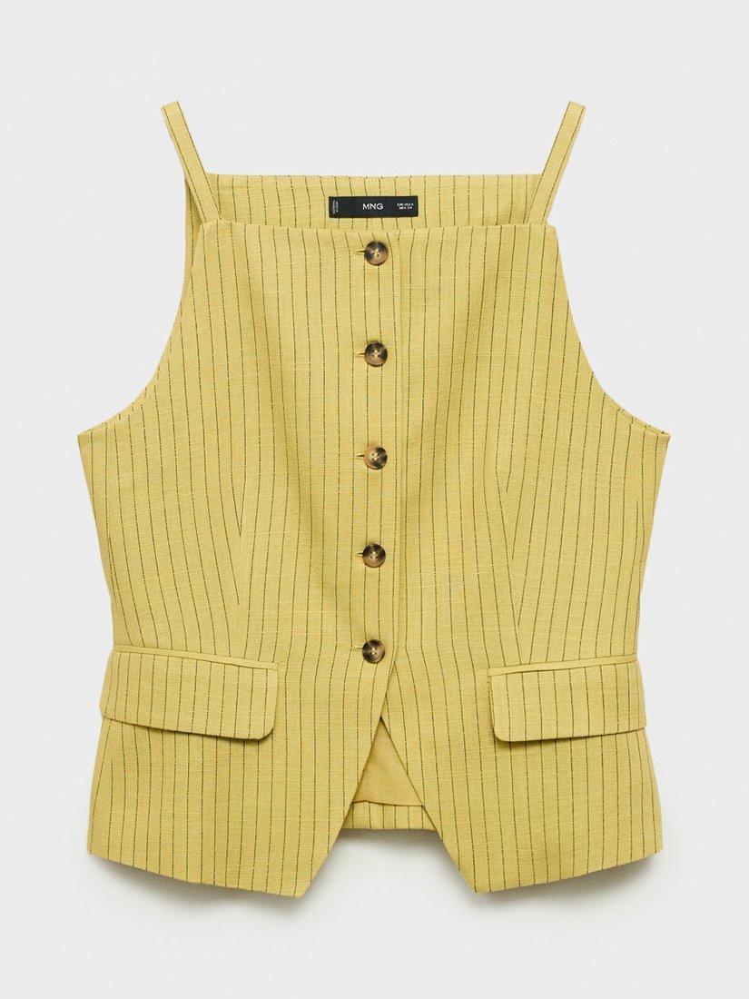 Product image 3 of 8, which shows Mango Luca Stripe Square Neck Sleeveless Vest, Bright Yellow, L