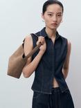 Mango Maria Cotton Blend Sleeveless Collar Blouse