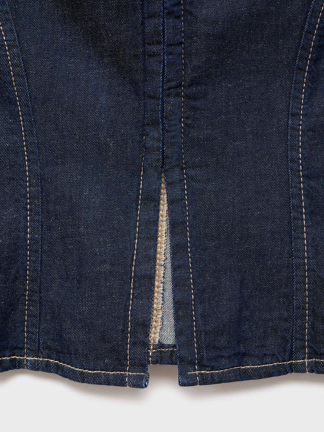 Product image 5 of 8, which shows Mango Maria Cotton Blend Sleeveless Collar Blouse, Dark Blue, M