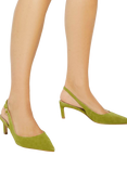 Dune London Celinna Suede Heeled Slingback Pointed Courts, Light Green